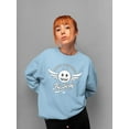 thumbnail image 2 of Fly Away - Retro Winged Emoji Graphic Women's Sweatshirt, 2 of 4
