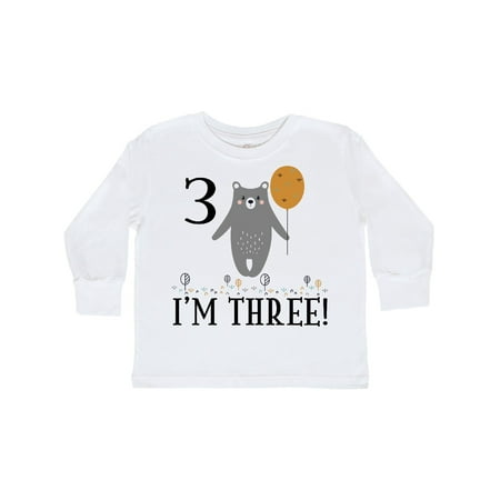 

Inktastic 3rd Birthday Outfit Woodland Bear Gift Toddler Boy or Toddler Girl Long Sleeve T-Shirt