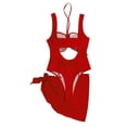 thumbnail image 2 of UTSJKR Women's Swim Cutout Tie Backless Halter One Piece Swimsuit with Beach Skirt， Beachwear Bathing Suit for Women Red S, 2 of 5