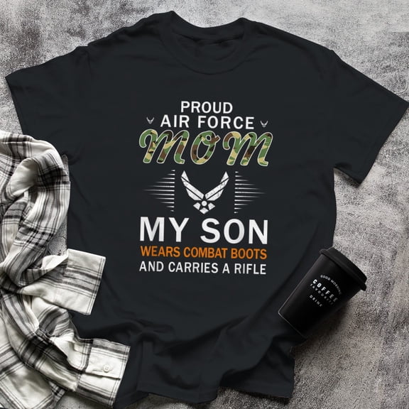 My Son Wear Combat Boots-Proud Air Force Mom Camouflage Army, Small, Black