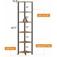thumbnail image 2 of 6 Tier Corner Shelf with LED Light, 67.5” Tall Standing Shelf Organizer, Narrow Bookshelf with Storage Rack for Wall Corner, Living Room, Bedroom, Metal Frame, Wood Display Shelf, 2 of 8