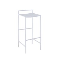 Svelte 30" Coastal Contemporary Iron Saddle-Seat Low-Back Bar Stool with Foot Rest, White Frame