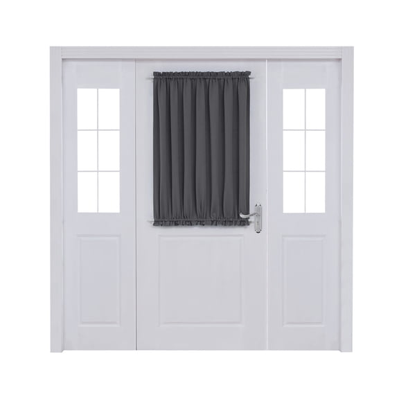 ZOPZO Blackout Door Curtain for Wide Glass Doors, Dual Rod Pocket Privacy Panel with Tieback, 54W x 40L Inch, Dark Gray, 1 Panel