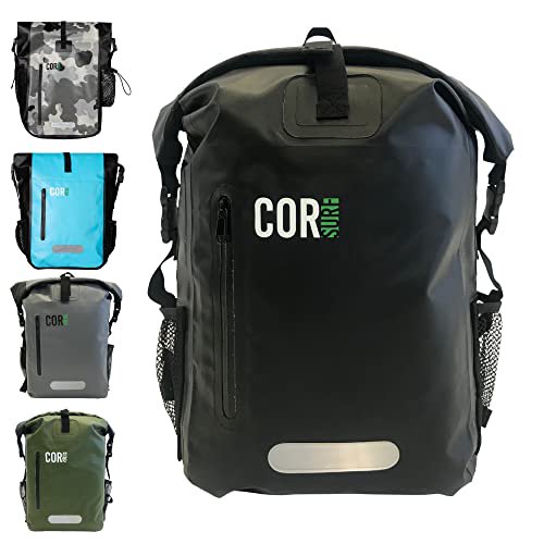 Cor Surf Sac à Dos Robuste 100 % Imperméable et Sac à Dos Sec pour la Natation, le Bateau Ou le Kayak, Conception à Dessus Roulé avec Coutures Sonores Soudées et Pochette Rembourrée pour Ordinateur Portable (25 L, 18 x 13 x 7 Pouces)