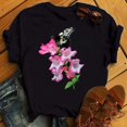 thumbnail image 1 of T-shirt Mode Imprimé Fleur Papillon pour Femmes Manches Courtes Décontracté Haut Graphique, 1 of 7