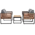 thumbnail image 3 of Safavieh Vesta 4-Piece Steel Outdoor Conversation Set, Black/Gray, 3 of 14