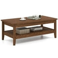 thumbnail image 1 of Costway 2-Tier Rectangle Center Table with Slatted Storage Shelf & Thickened Tabletop Brown, 1 of 10