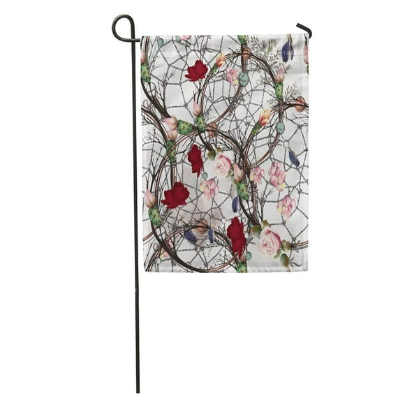 NUDECOR Pink Bo Ho Pattern Catch Dreamer Roses and Cactus Flowers Garden Flag Decorative Flag House Banner 28x40 inch