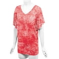 thumbnail image 5 of Made by Johnny Women's V-Neck Short Sleeve Tie Dye Drape Dolman Top XXL CORAL, 5 of 6