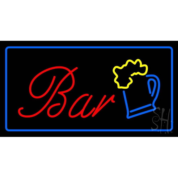 Bar Frame Animated LED Neon Sign 20 x 37 - inches, Clear Edge Cut Acrylic Backing, with Dimmer - Bright and Premium built indoor LED Neon Sign for Bar decor.