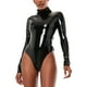 thumbnail image 5 of NECHOLOGY Ropa Interior Mujer Adulto Lenceria Sexi Body de piel de vinilo con abertura frontal, para mujer, con cremallera, entrepierna Negro Mediano, 5 of 7