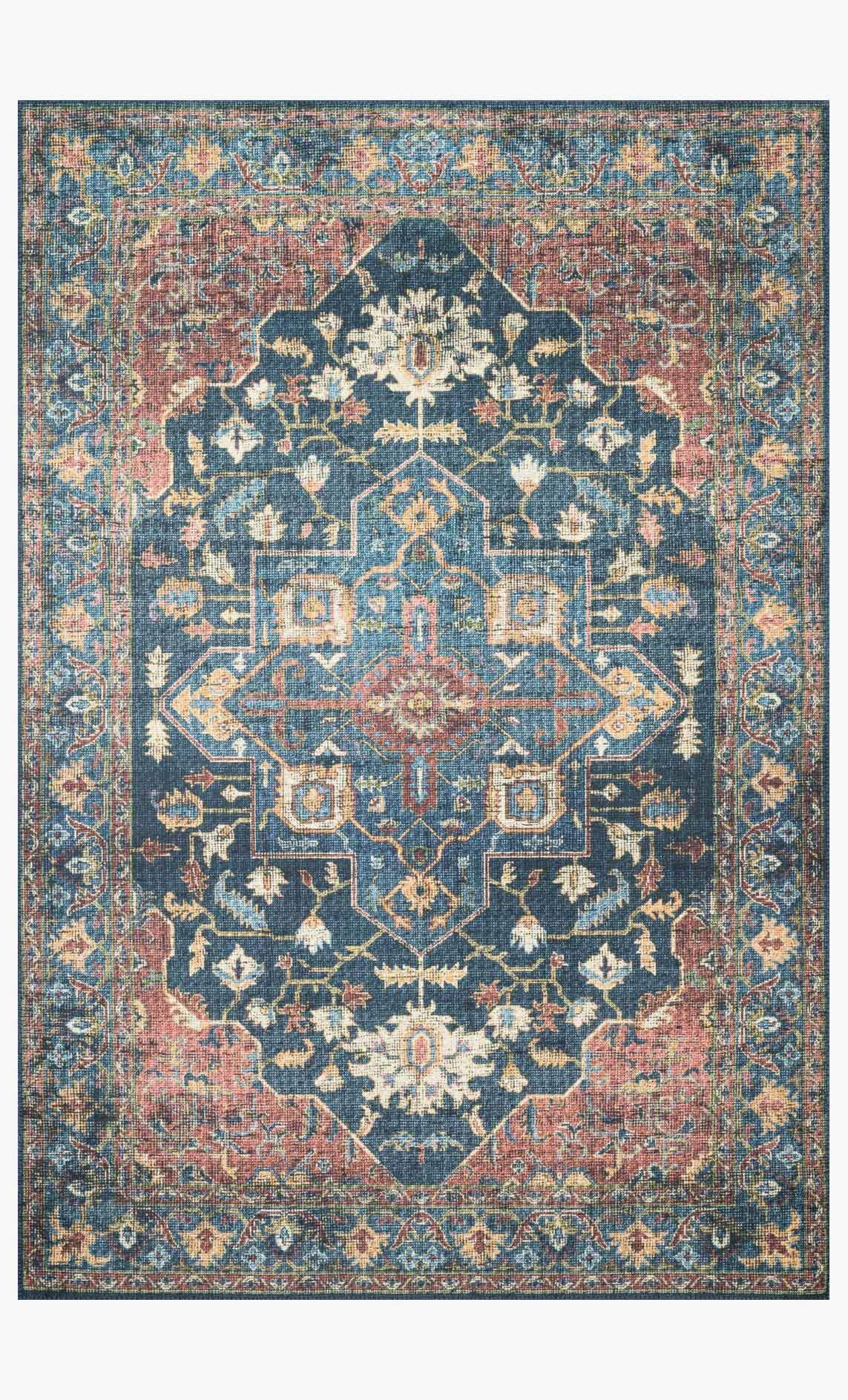 Loloi II Skye Oriental Blue / Red Printed Area Rug