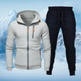 thumbnail image 2 of SGMVNU Men's Jogging Tracksuit Set Men's Zipper Hoodie Casual Hooded Sweatshirt Two Piece Suit Sport Comfort Suit Sets for Fall Winter(Light Gray, 2XL), 2 of 4