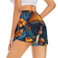 thumbnail image 3 of Bixox Women's Vintage Blue Leaf Mushroom pattern 2 in 1 Running Shorts - Lightweight Athletic Workout Gym Yoga Shorts Liner with Pockets - Small, 3 of 5