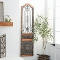 thumbnail image 3 of DecMode Rustic Arched Door-Inspired Wood and Metal Wall Decor, 72"H x 19L, Distressed Brown Finish with Organic Character, 3 of 15