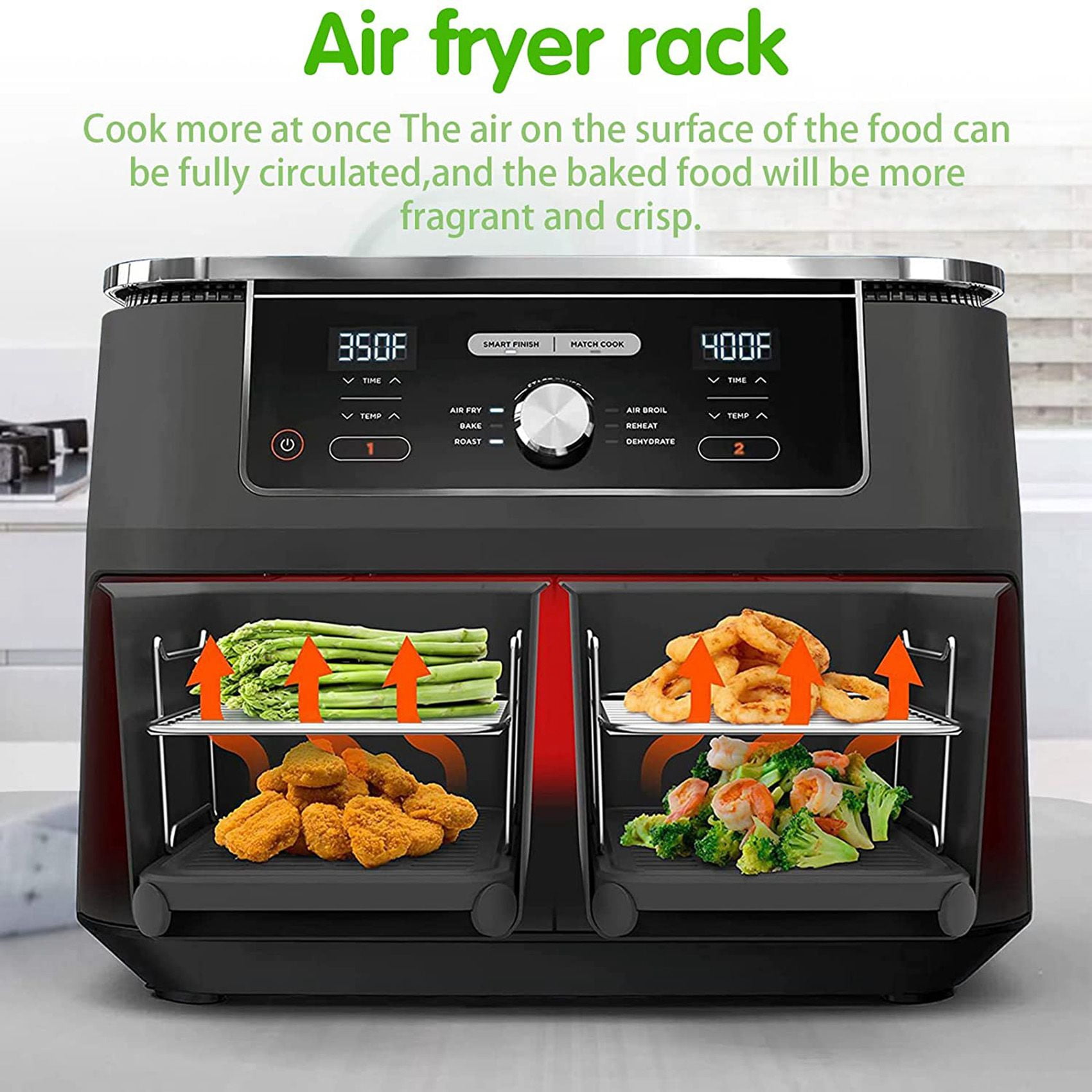 TuTuYa Air Fryer Rack for Ninja Dual Air Fryer DZ201/401 & Most 3.7-4.2Qt