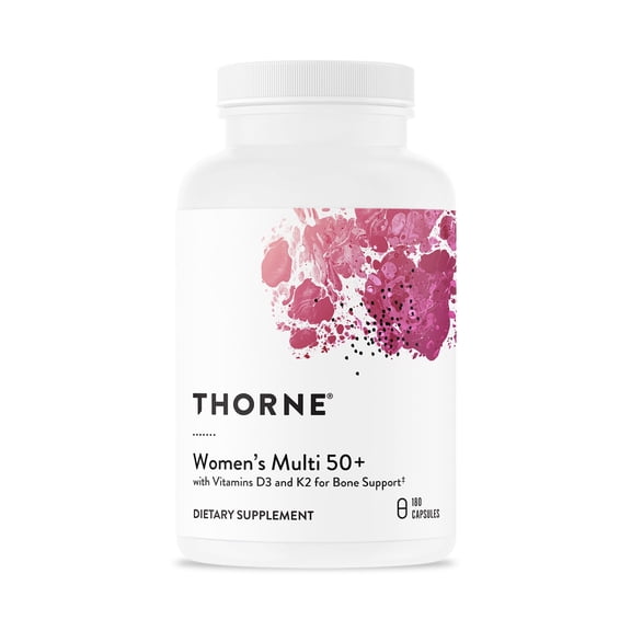 THORNE - Women's Multi 50 - Comprehensive Daily Multivitamin with Vitamins A, B6, B12, C, D, E, K, Zinc & More - Support Heart, Brain, Bone & Immune Health* - 180 Capsules