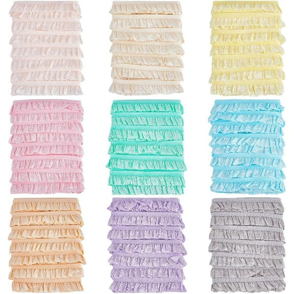 49Yards 9 Colors Elastic Pleated Lace Trim 5/8 Inch Stretchy Tiny Ruffles Lace Ribbon for Sewing DIY Craft Home Decor Clothes & Clothing Embellishment