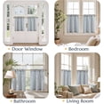 thumbnail image 4 of Striped Linen Kitchen Curtains 24 Inches Length Tier Curtains Farmhouse Modern Cafe Style Small Window Treatments Airy Light Filtering Rod Pocket for Living Room Bathroom 2 Panels Blue, 4 of 8