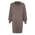 thumbnail image 4 of Sweater dress Women's Long Sleeve Fashionable Solid Sweater Medium Length Wool Dress Knitted Dress, 4 of 4