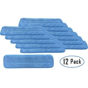 18 inch Blue Microfiber Mop Pads - 12 Pack : Premium Looped Pile Wet or Dry
