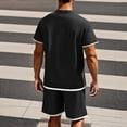 thumbnail image 4 of Ohufall Outfits for Men 2 Pieces Set Fashion Solid Casual Round Neck Tee Shirts with Shorts Summer Loose Brethable Outdoor Sport Sets, 4 of 8