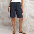 thumbnail image 2 of Kvture Bermuda Shorts for Women Knee Length Elastic High Waisted Shorts Summer Casual Wide Leg Baggy Shorts L, 2 of 6