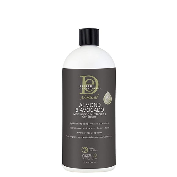 Design Essentials Acondicionador hidratante y desenredante de almendras y aguacate, 32 onzas