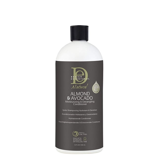 Design Essentials Acondicionador hidratante y desenredante de almendras y aguacate, 32 onzas