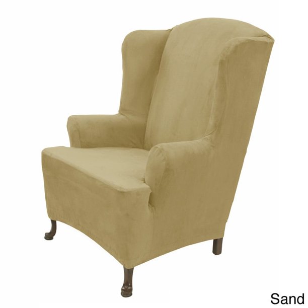Easy Fit Inc Stretch Suede Wing Chair Cover Walmart Com Walmart Com