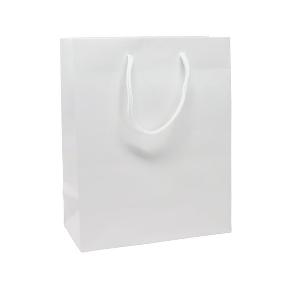 White Matte Tote Luxury Bags, Reusable Sacks with Thick Top Handle for Better Grip, Great for Gifts, Party Favors, Goodies, Retail and More - Multiple Sizes! - (10, 30, 50, 100 Counts) - Creative Bag