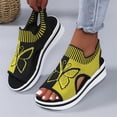 thumbnail image 5 of Domuza Women's Butterfly Knit Wedge Sandals, Breathable Open Toe Slip-On Platform Shoes, Lightweight Comfort Casual Footwear for Summer Outdoor Activities Yellow 6.5（EU-37）, 5 of 6