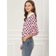 thumbnail image 4 of INSPIRE CHIC Disfraz de Halloween para mujer Polka Dots Contraste Peter Pan Collar Top 3/4 Mangas Blusa Camisa Rosa M, 4 of 6