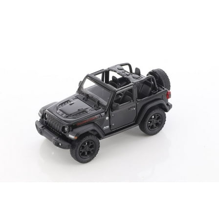 2018 Jeep Wrangler Rubicon Open Top, Black - Kinsmart 5412DA/BK - 1/34 scale Diecast Model Toy Car