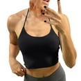 thumbnail image 6 of Toimothcn Women's Brassiere Backless Halter Crop Top Padded Sports Bras Light Support Strappy Sexy Workout Tank Comfy Womens Bralette, 6 of 7
