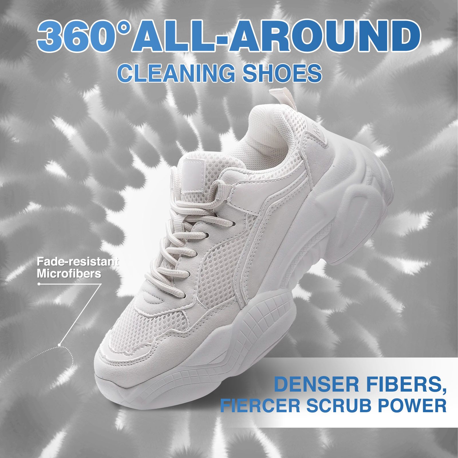 Avoalre Shoe Laundry Bag, Fluffy Fibers 360° Cleaning Shoe Washing Bag with Dry Net Bag, Top Hidden Zipper, Durable & Reusable for Sneakers