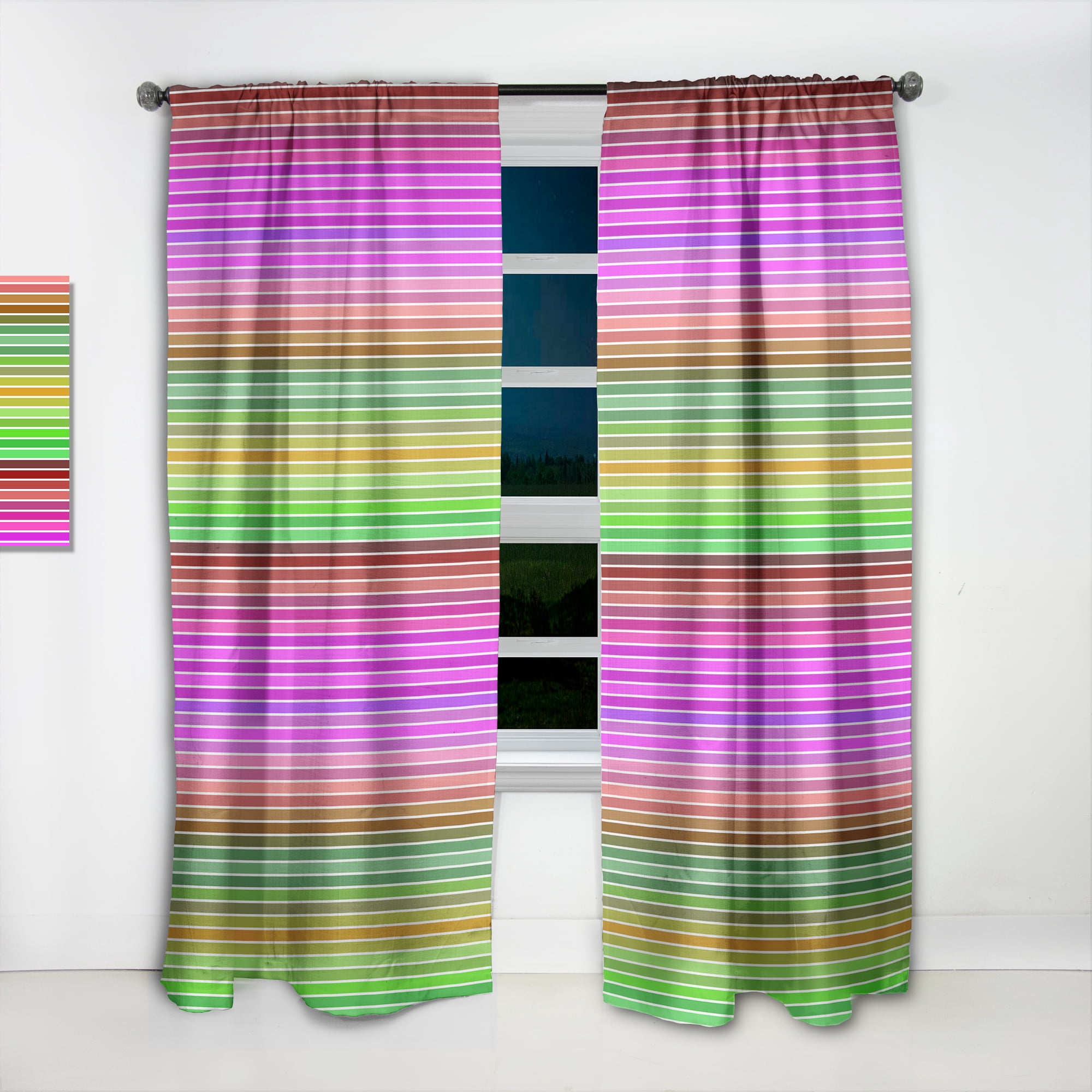 Designart 'Horizontal Geometrical Retro Pattern II' Mid-Century Modern Curtain Panel