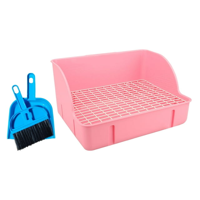 Papelera de arena para conejos, caja de inodoro esquinera para camas para mascotas, jaula para entrenador de orinal para mascotas, bandeja esquinera , Gris Estilo B Rosa B