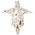 thumbnail image 2 of FORMRS Wearable Blanket Hoodie with Sleeves for Kids Cozy Flannel Sweatshirt, Beige Christmas Forest, 2 of 7
