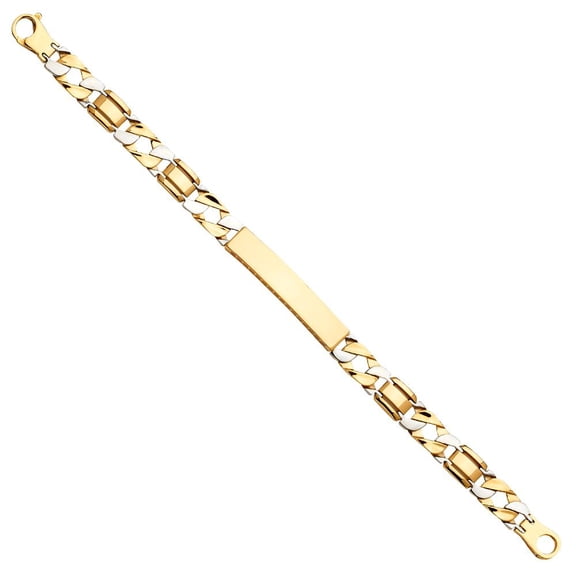 Dimaya Fine Jewelry 14K Two-Tone Gold Fancy ID Men's 8.25" Bracelet