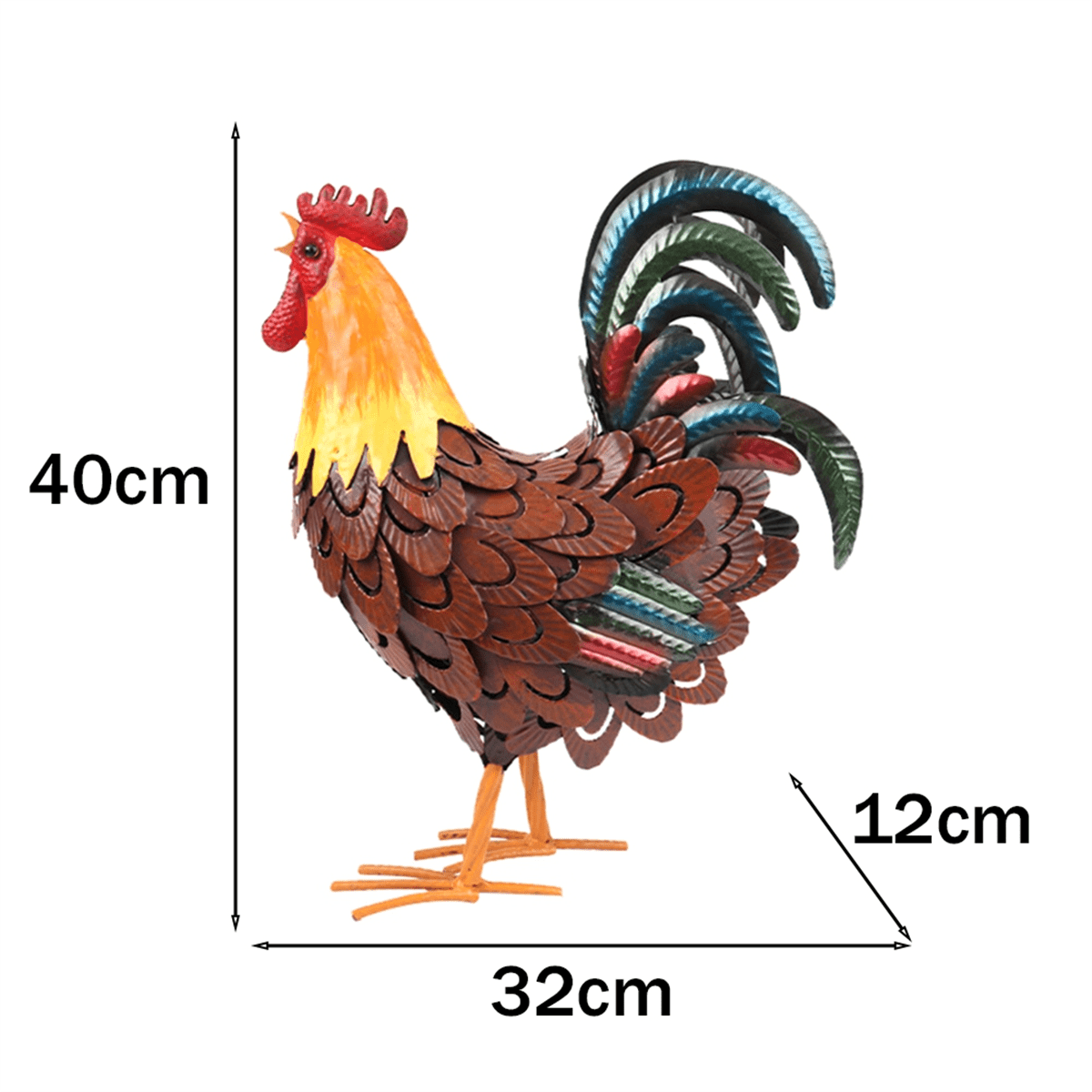 Metal Rooster Decor, Chicken Decor,Outdoor Garden Statues, Chicken Sculpture for Backyard Decor & Lawn Ornaments