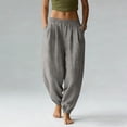 thumbnail image 2 of Casual Pants for Women High Waisted Lightweight Cotton Linen Harem Yoga Travel Beach Pants, 2 of 3