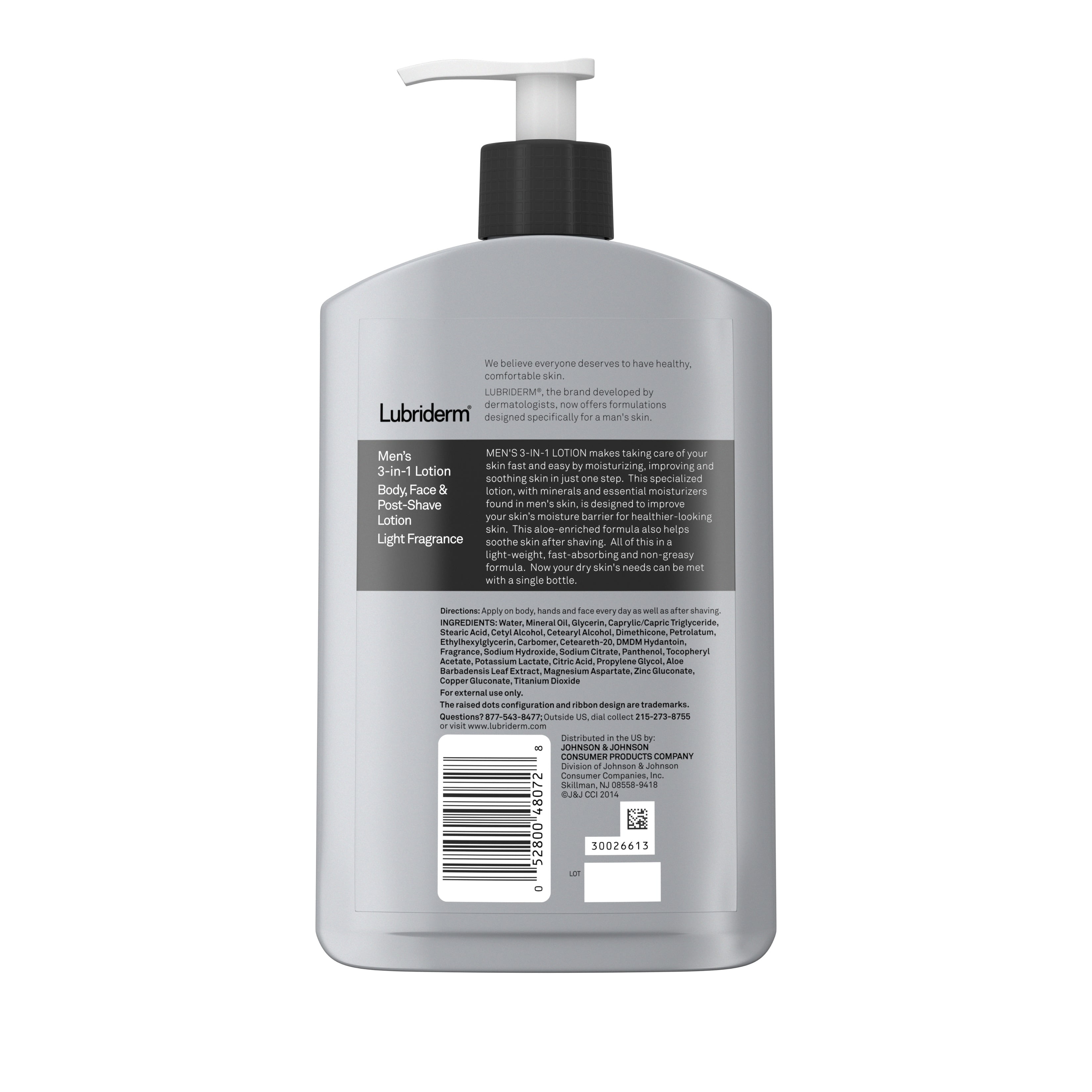 Lubriderm Men's 3-In-1 Moisturizing Body Lotion with Aloe, 16 fl. oz