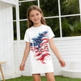 thumbnail image 3 of Grblisyd 4th of July Dresses for Girls Red White and Blue USA Patriotic Dress American Flag Crew Neck Short Sleeve A Line Dress Size 7, 3 of 6