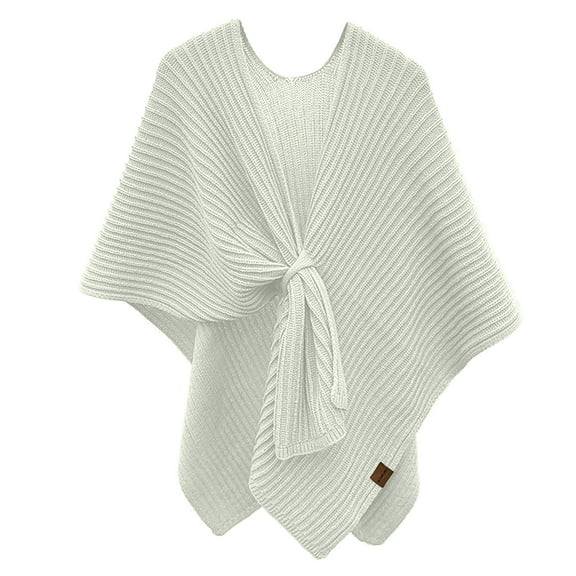QQAMB Women's Elegant Shawl Wrap - Cross Front Poncho Cape - Wrap Topper Knitted Cardigans Sweater Shawls