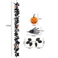 thumbnail image 3 of Eolstice Halloween Black Leaf Garland with Pumpkin Skeleton Hands, Artificial Spooky Mantel Garland, Gothic Halloween Indoor Outdoor Decor for Party, 3 of 7