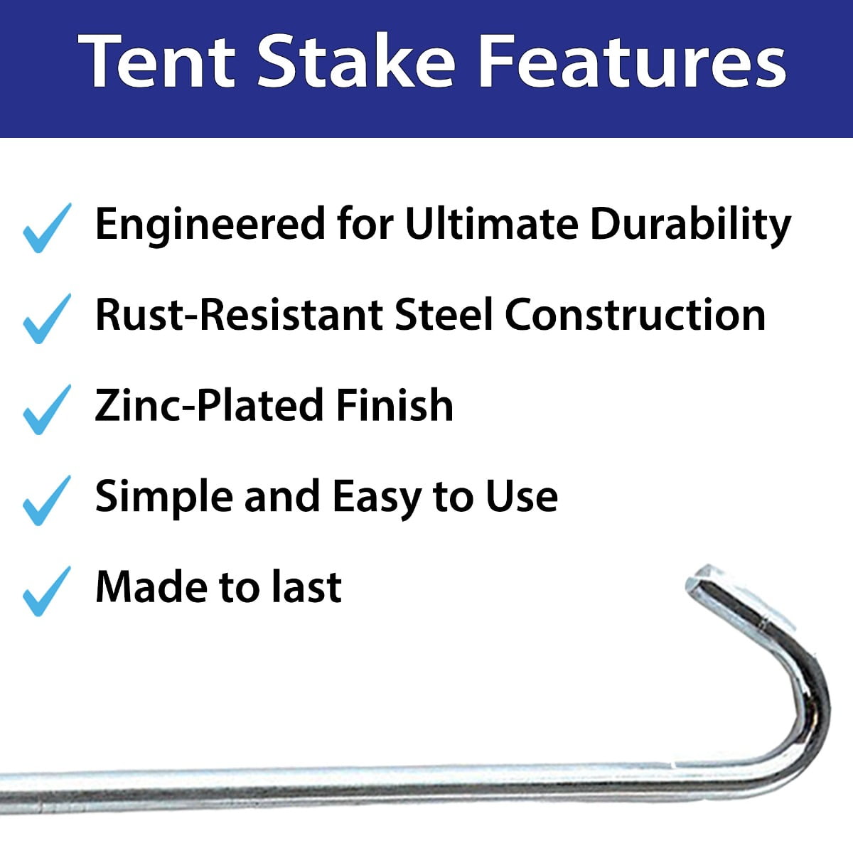 Moose Supply Heavy Duty Steel Hook Stakes, 1/2" x 18", 4 Pack Ground Anchors for Tents