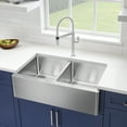 thumbnail image 3 of Quatrus R15 32" 50/50 Double Bowl Apron-Front Stainless Steel Farmhouse Sink, 3 of 4