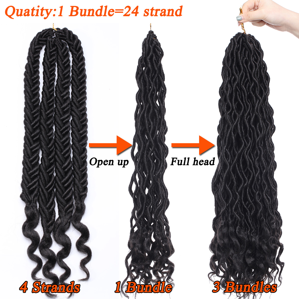 SEGO Faux Locs Crochet Braids Hair Synthetic Braiding Hair Real Soft Wave Curly Black Hair Extensions Ombre Dreadlocks Hairstyles - image 4 of 10