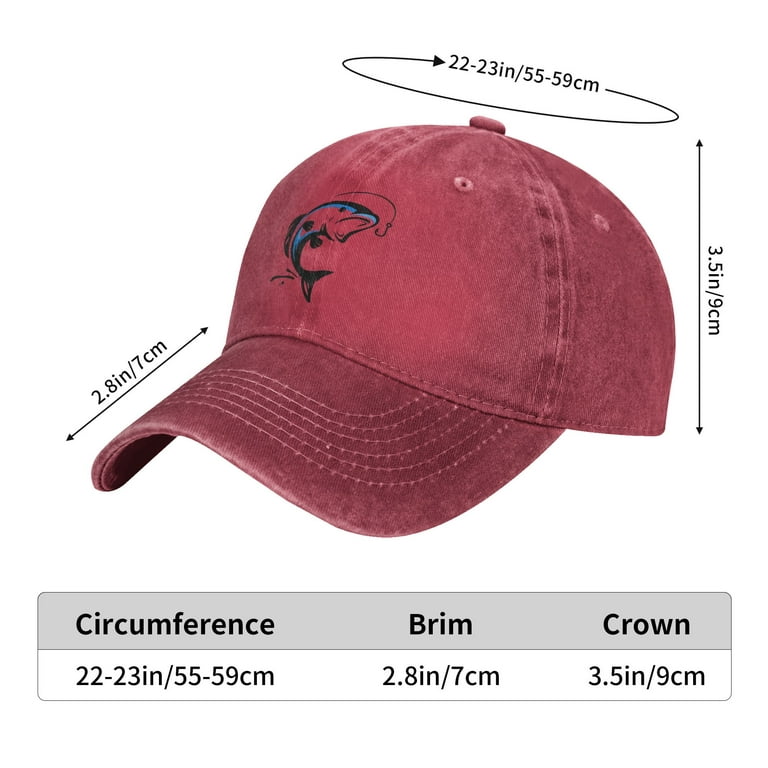 ZICANCN Fish Fishing Symbol Adjustable Baseball Cap Women , Hats for Men  Adult Washed Cotton Denim Baseball Caps Fashion